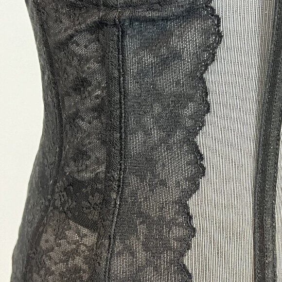 Vintage Warner Merry Widow Anemone Black Floral Sheer Corset 34B - Picture 4 of 16